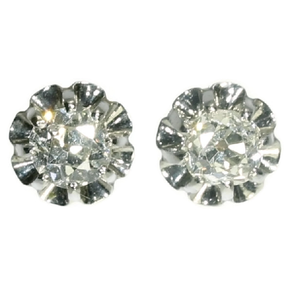 Platinum and 18K gold Art Deco 1.40 crt brilliant ear studs